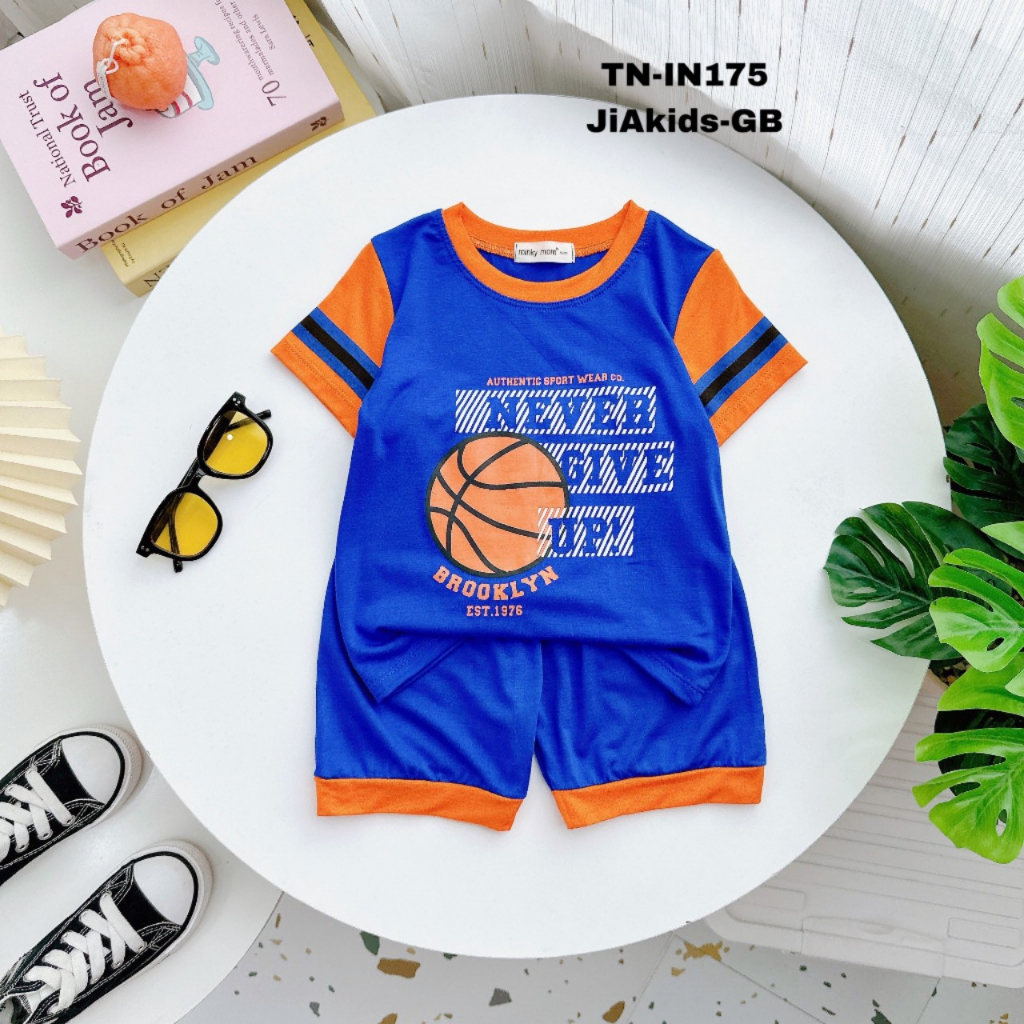 Bộ Cộc Tay THUN LẠNH MINKY MOM In Hình Phong Cách Thể Thao Cho Bé Đi Học Đi Chơi 10-27 ký