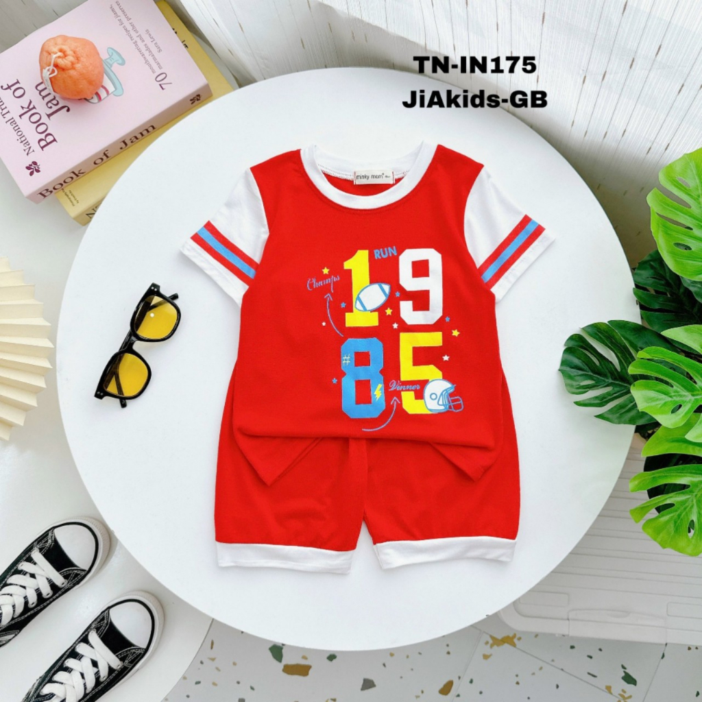 Bộ Cộc Tay THUN LẠNH MINKY MOM In Hình Phong Cách Thể Thao Cho Bé Đi Học Đi Chơi 10-27 ký