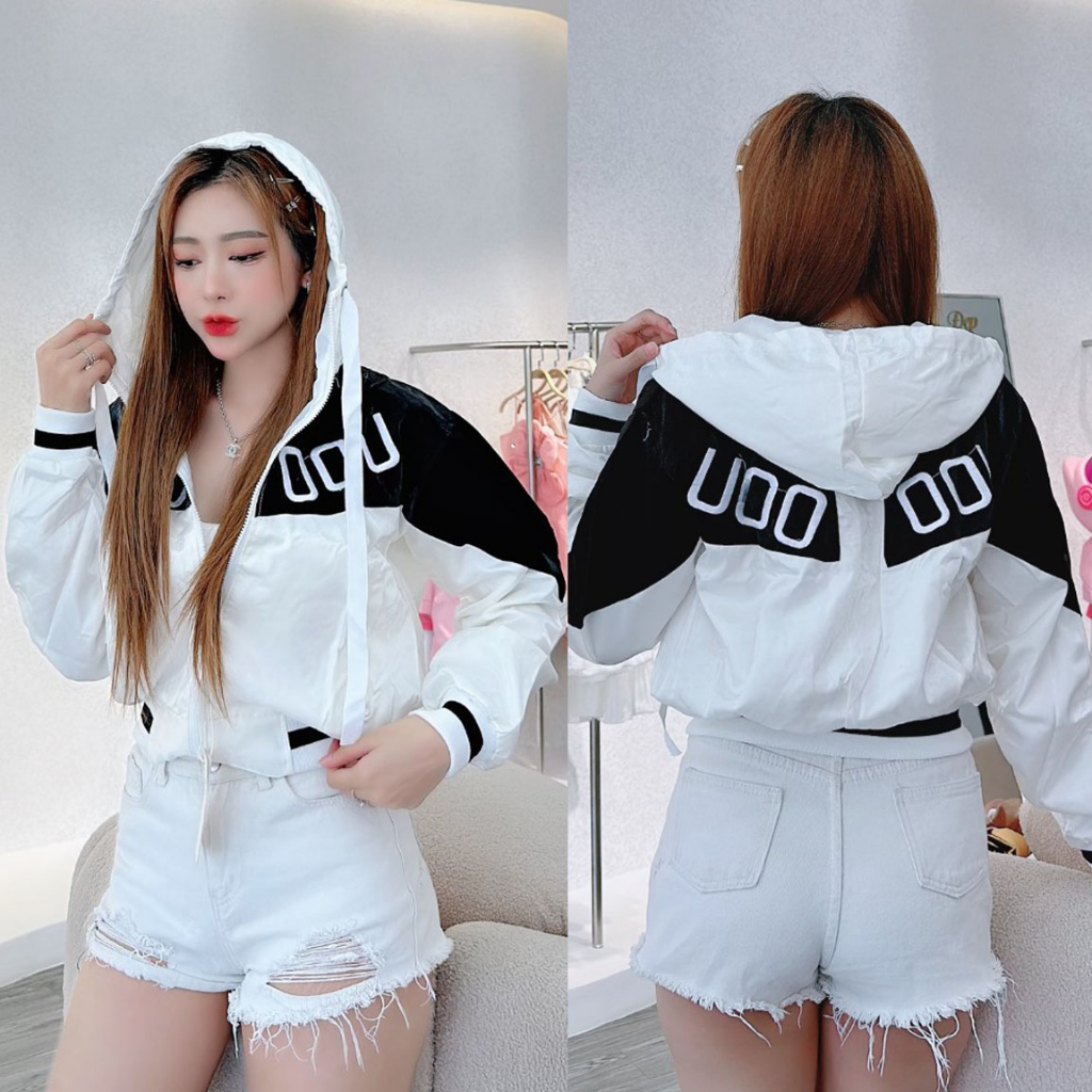 Áo Khoác Nữ Nón To Tiện Đi Nắng Form Rộng 62Kg Mặc Vừa Phối Màu Color Block Cá Tính Tiện Lợi Có Túi Trong QC