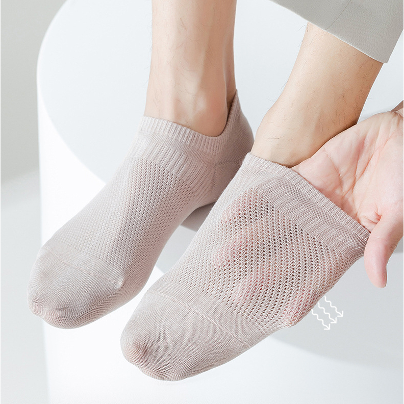 Tất lười nam, vớ nam cổ ngắn cotton thoáng mát, tất nam cổ thấp chống hôi chân có sillicon chống tuột gót
