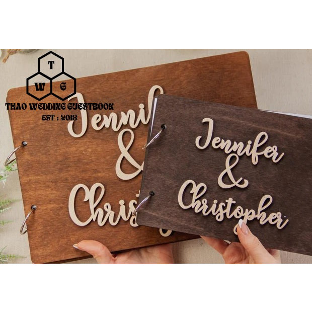Sổ lưu bút bằng Gỗ Vintage| Sổ ký tên | Thao Wedding Guestbook