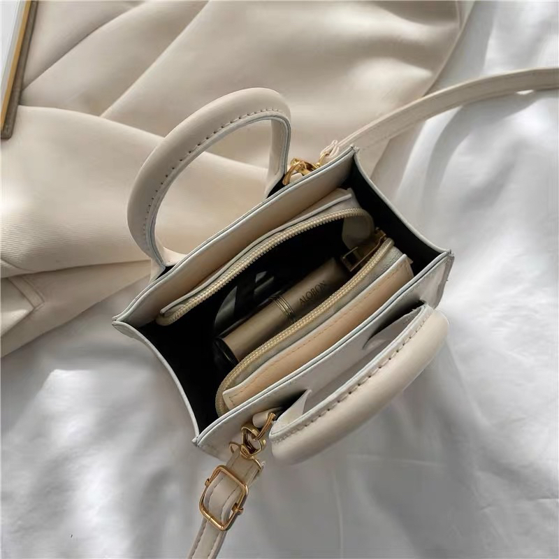 Túi đeo chéo nữ mini da trơn 2 quai bag.thuhien