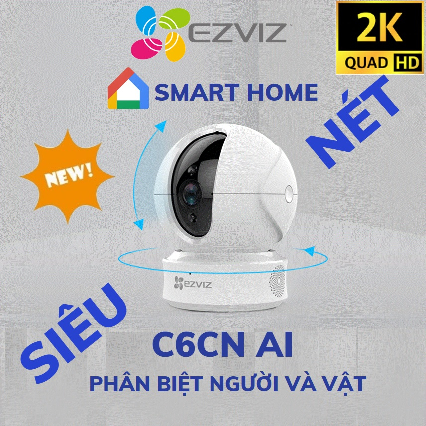 Camera WIFI Trong Nhà EZVIZ C6CN SMART HOME C6N 1080P Xoay 360, Ai Thông Minh Phân Biệt Người Và Vật [Hỗ Trợ Cổng Lan]