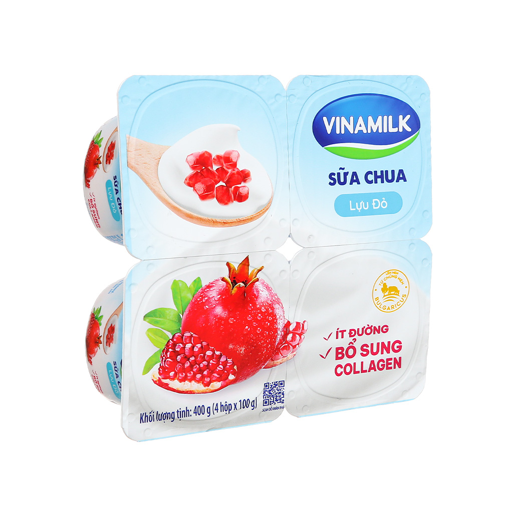 |NOWSHIP| SỮA CHUA ĂN VINAMILK ÍT ĐƯỜNG, LỐC 4 HỘP 100GR (lựa chọn: trắng; Nha Đam; Lựa Đỏ)