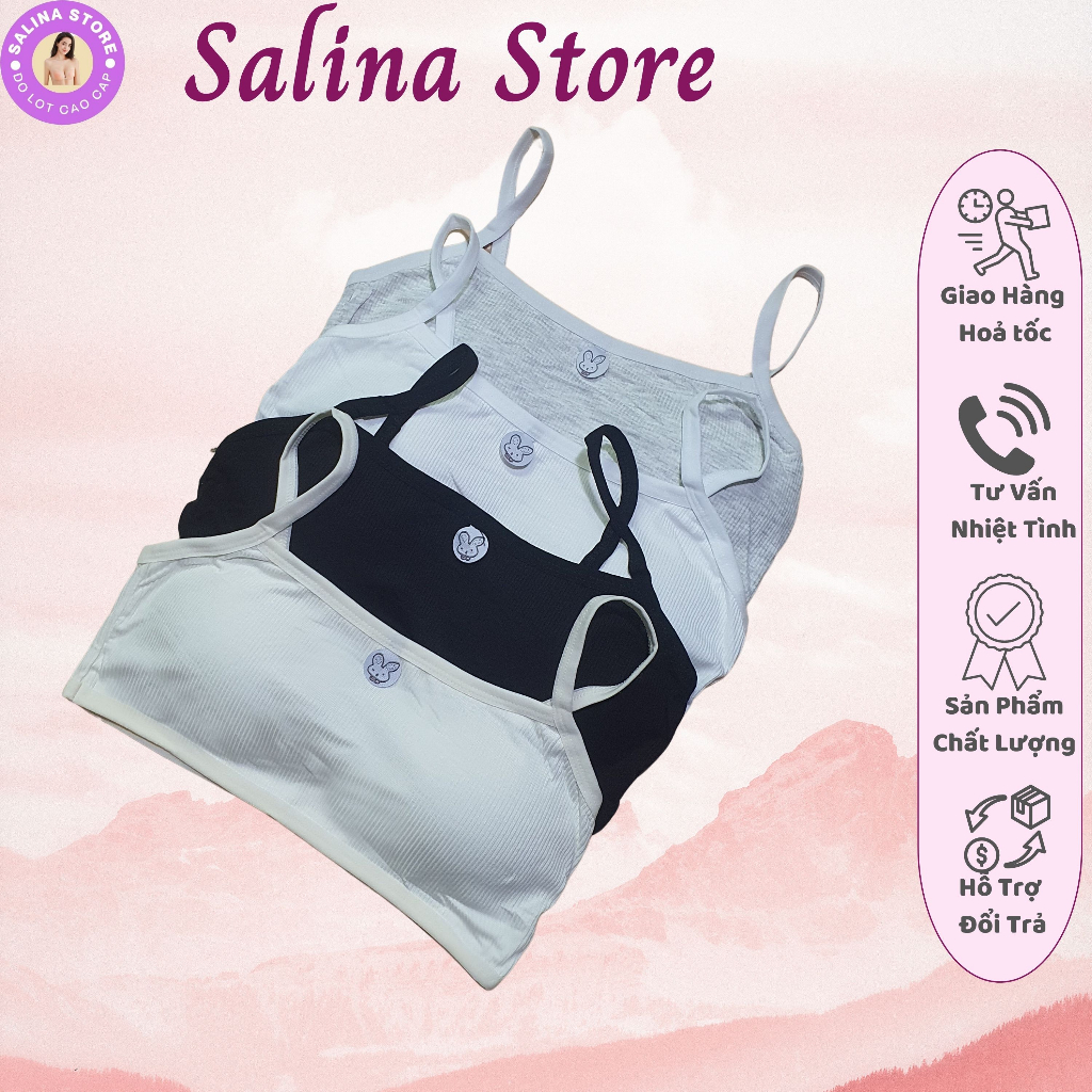 Áo bra hai dây thể thao học sinh, áo lá dành cho bé tuổi dậy thì có miếng đệm coton  SALINA STOREE