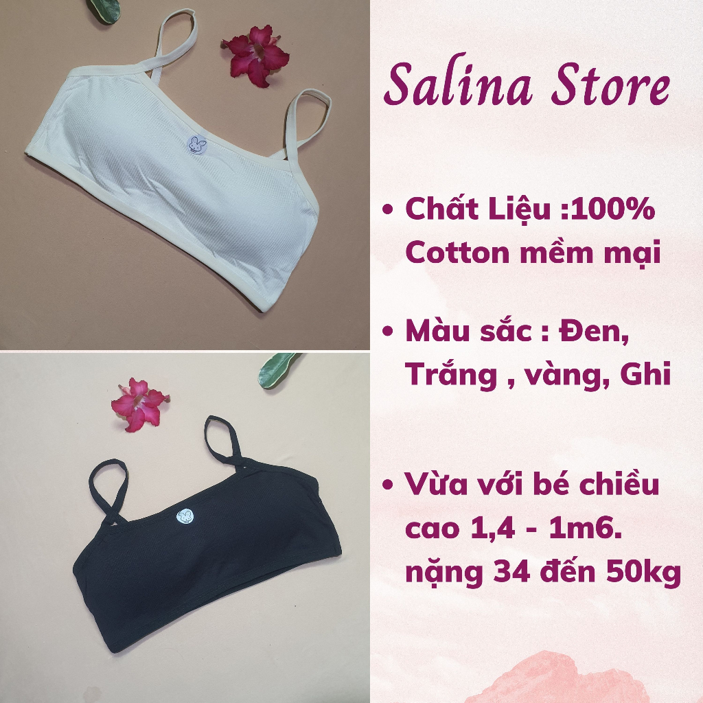 Áo bra hai dây thể thao học sinh, áo lá dành cho bé tuổi dậy thì có miếng đệm coton  SALINA STOREE