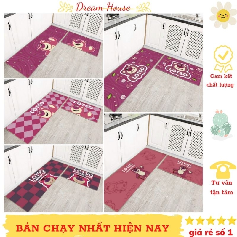 bộ 2 thảm bếp nỉ 5D chống trượt, chùi chân 40x60 và 40x120, trang trí nhà cửa