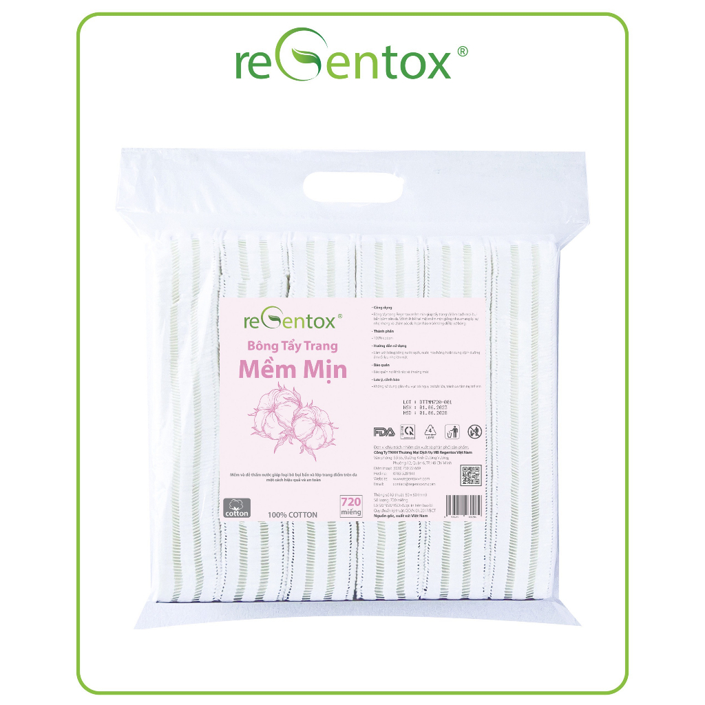 Bông tẩy trang rengentox mềm mịn siêu chất 720 miếng