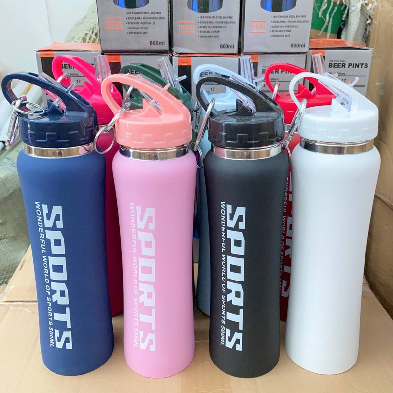 Bình nước inox giữ nhiệt SPORT TiDi's quai cầm tiền lợi, bình nước thể thao 500ml