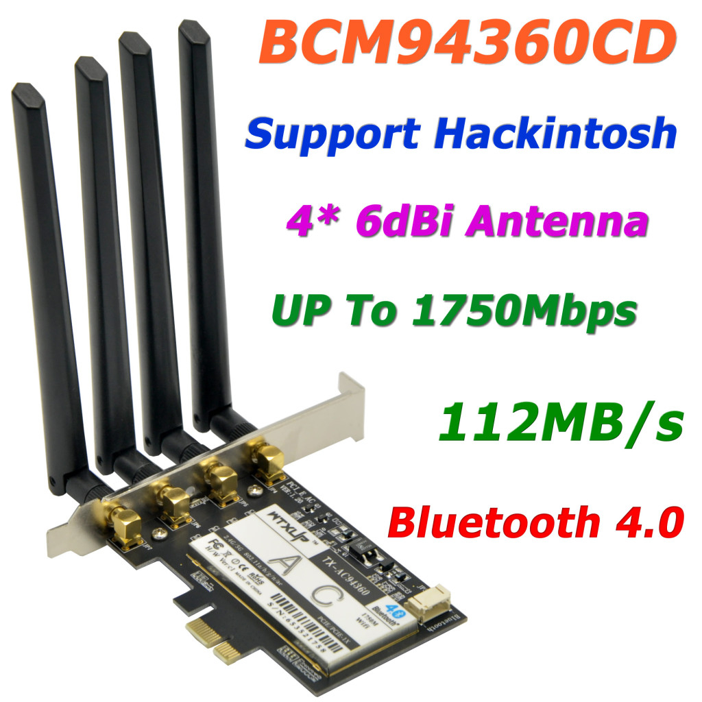 Card wifi MacOS Hackintosh Broadcom BCM94360 MacOS gắn là chạy ngay, Airdrop, Linux Windows 7/8/10 802.11AC WiFi Adapter