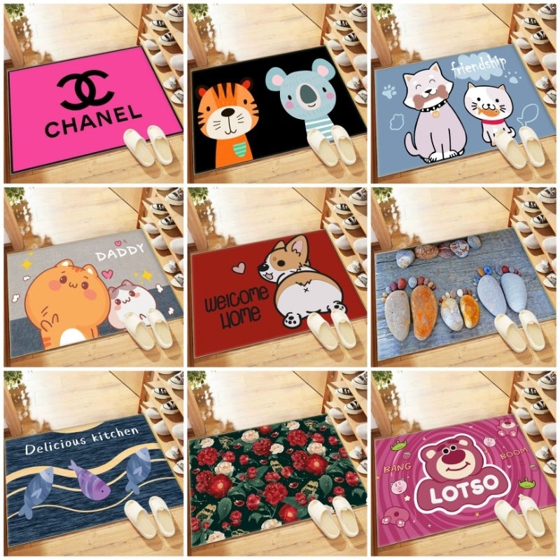 Bộ 2 thảm bếp nỉ 5D chống trượt, thảm chân 40x60 và 40x120, trang trí nhà cửa, thảm chùi chân