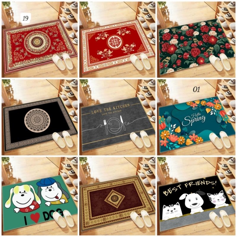 Bộ 2 thảm bếp nỉ 5D chống trượt, thảm chân 40x60 và 40x120, trang trí nhà cửa, thảm chùi chân