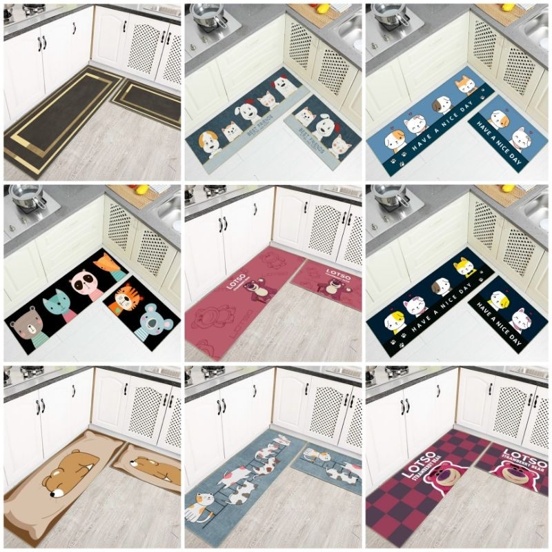 Bộ 2 thảm bếp nỉ 5D chống trượt, thảm chân 40x60 và 40x120, trang trí nhà cửa, thảm chùi chân
