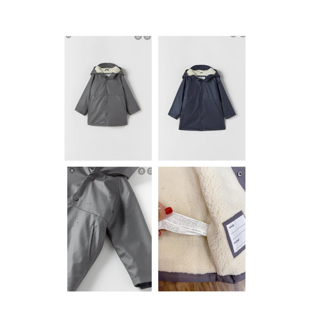 Áo khoác Zara nhí lót lông chống nước (9m-5y)