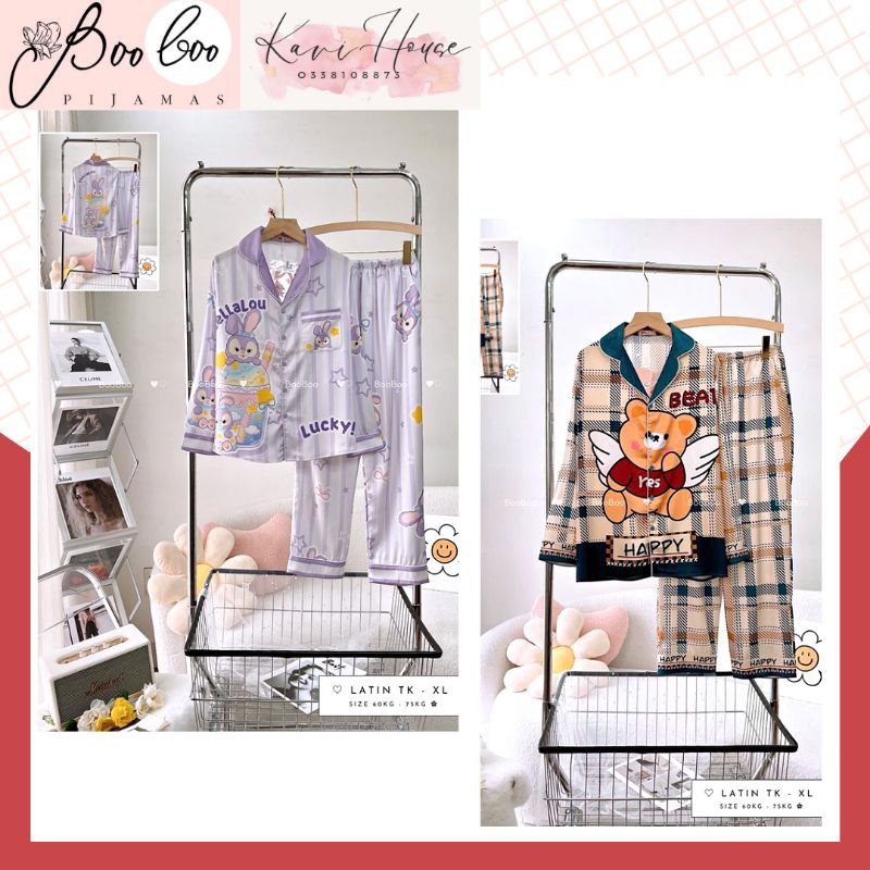 Đồ Mặc Nhà Pyjama BOO BOO Lụa Latin Hàng Thiết Kế Cao Cấp