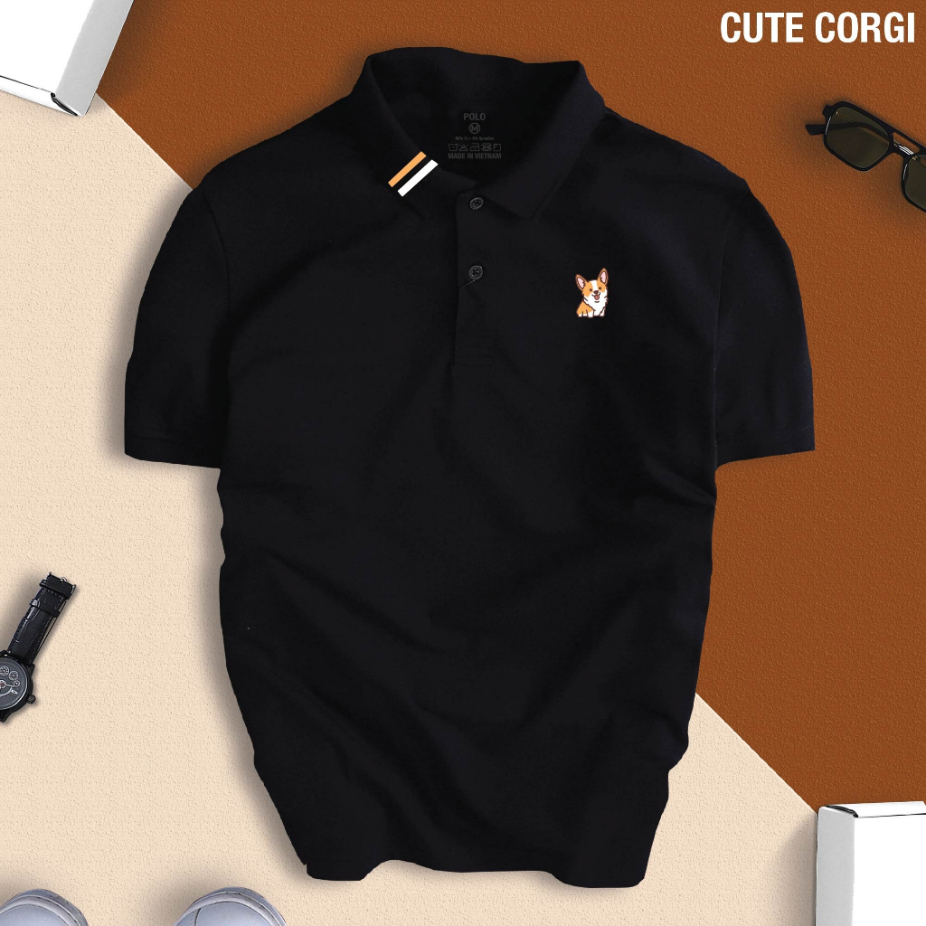 Áo POLO Nam Nữ UNISEX CUTE CORGI thiết kế trẻ trung, dễ thương chất vải cá sấu cao cấp chuẩn form