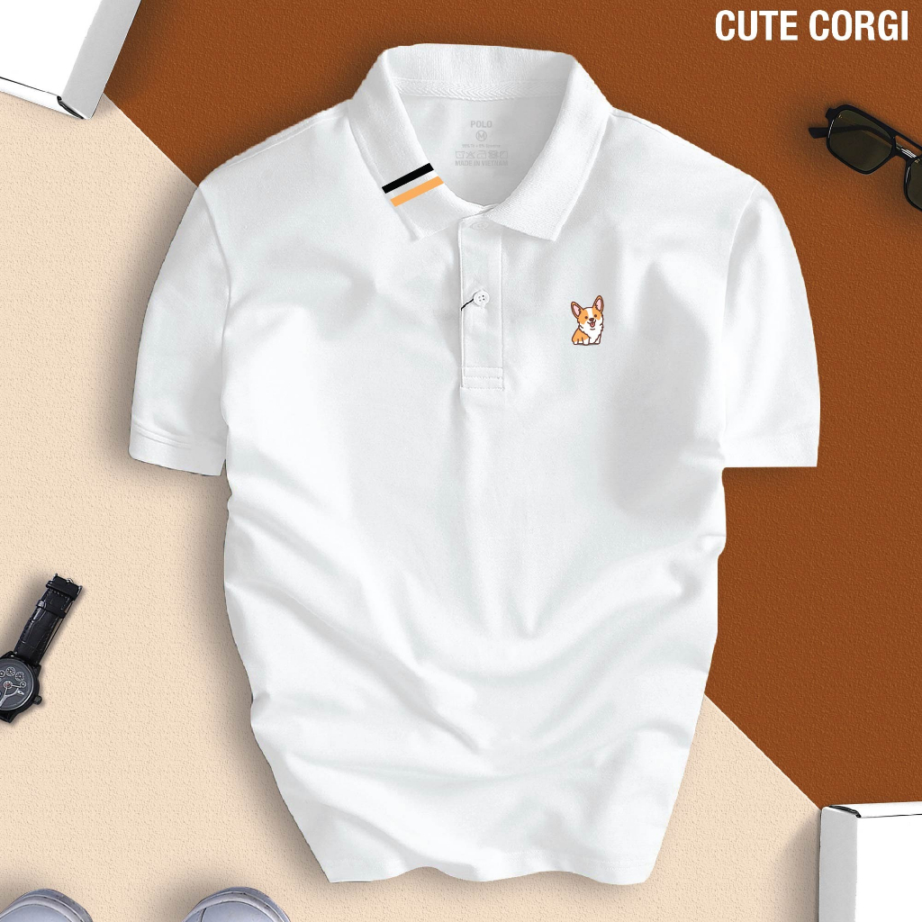 Áo POLO Nam Nữ UNISEX CUTE CORGI thiết kế trẻ trung, dễ thương chất vải cá sấu cao cấp chuẩn form