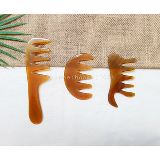 Lược sừng răng thưa, lược 5 răng chải tóc rối, tóc xoăn, massage diện chẩn, gội đầu dưỡng sinh, lược chải đầu