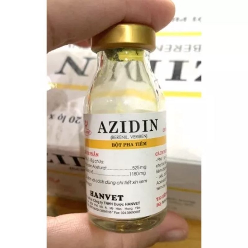 Azidin 1,18g tiêm 150kg, tẩy kí sinh trùng đường máu chó mèo, trâu, bò, dê