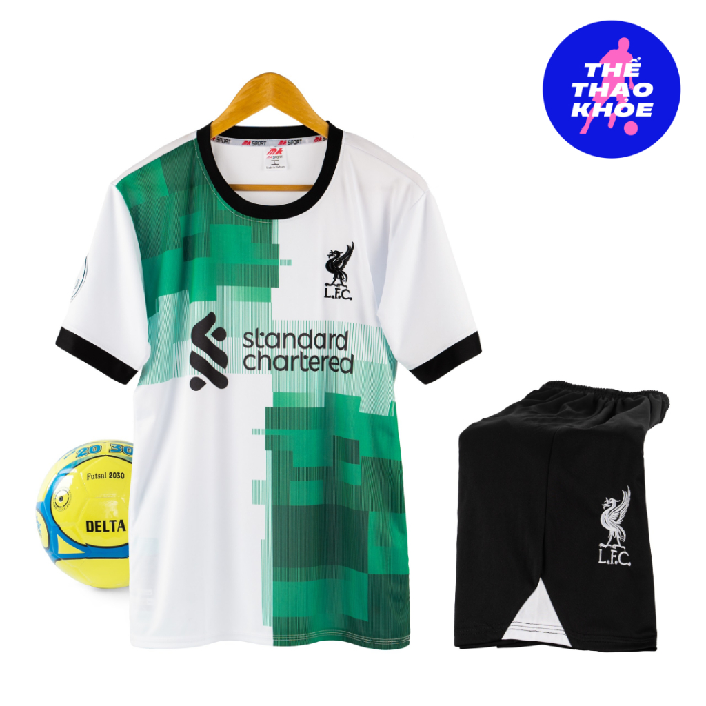 Quần Áo Bóng Đá, Đồ Đá Banh CLB Liverpool Trắng Xanh 2023 2024 MẪU MỚI - Thun Lạnh Cao Cấp, Không Nhăn, Không Xù Lông