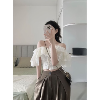 Áo trễ vai bèo voan(Đen/Be)
