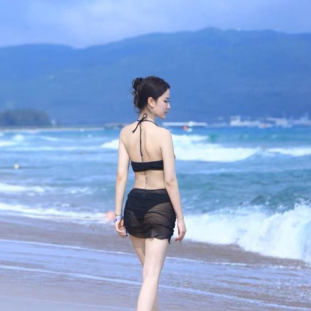 Bikinia 3 mảnh kèm khăn voam ngoài, Đồ bơi nữ nhún ngực khoét lưng khoét ngực siêu sexy