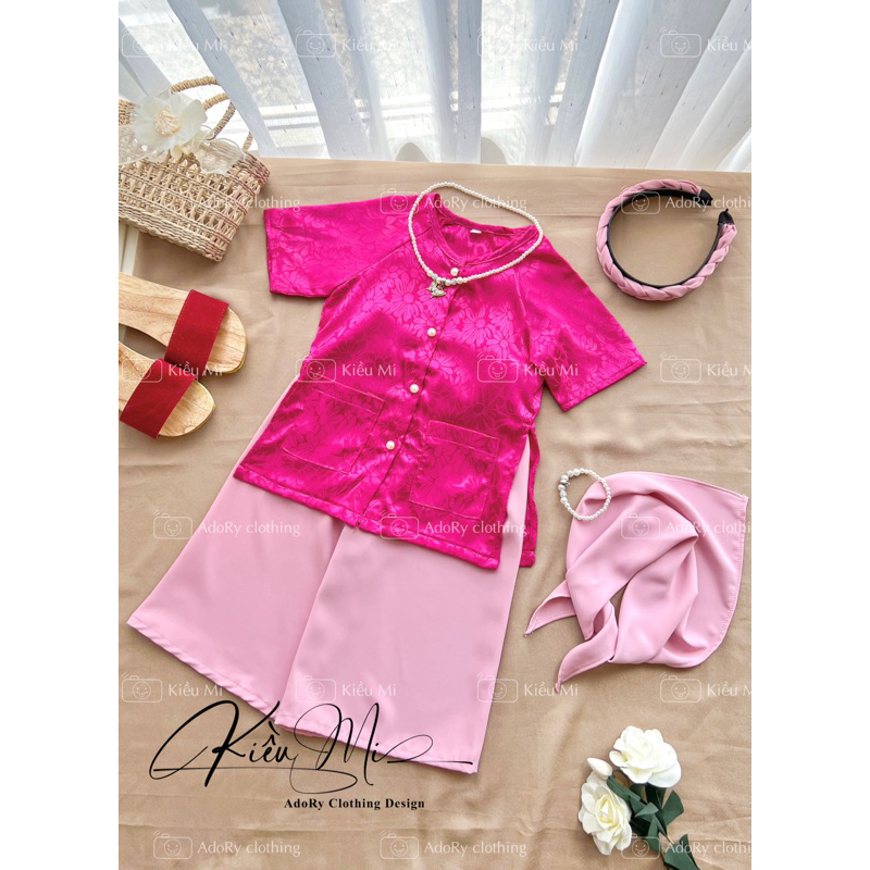 Bà ba cho bé gái chất gấm siêu đẹp KÈM khăn