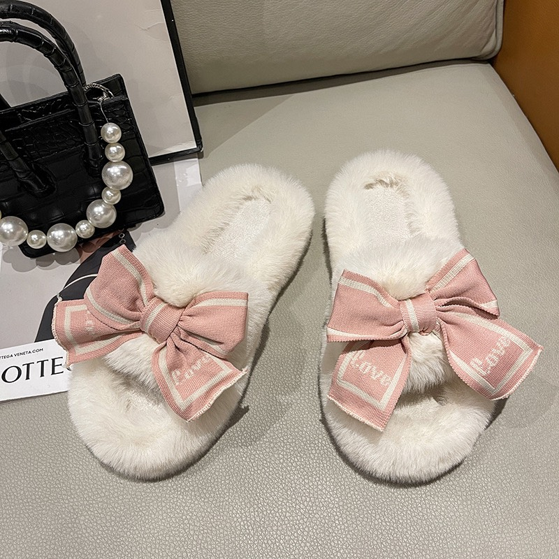 DÉP LÔNG NỮ ĐẾ CAO 2CM QUAI NGANG ĐÍNH NƠ VẢI XINH
