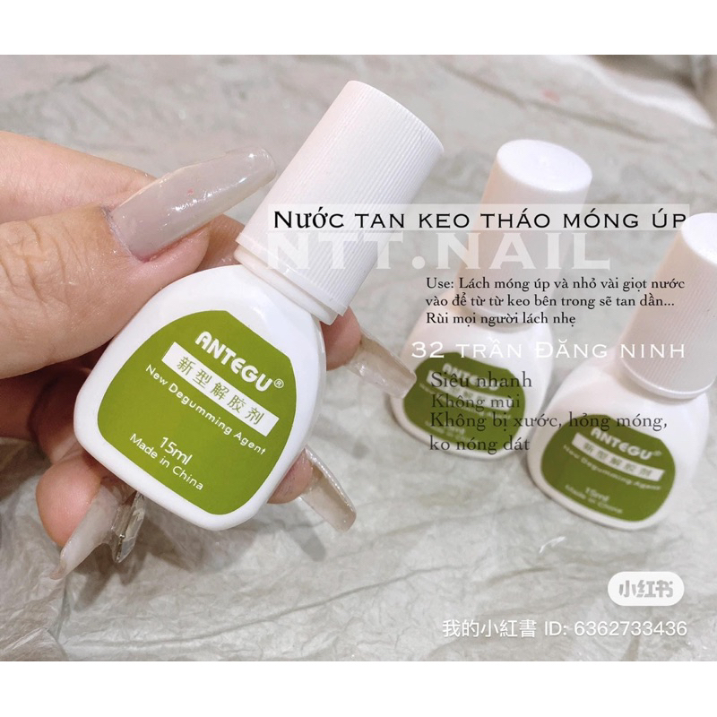 ANTEGU Nước tan keo tháo móng và keo đính đá - Keo dán móng úp đính đá siêu bền chắc ANTEGEU