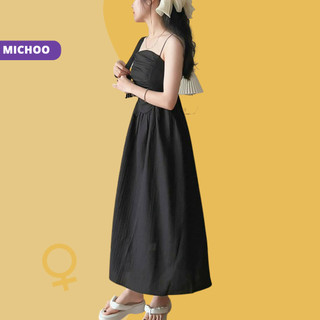 Váy Maxi Hai Dây MICHOO Dây Mảnh Lụa Gân 5 Màu