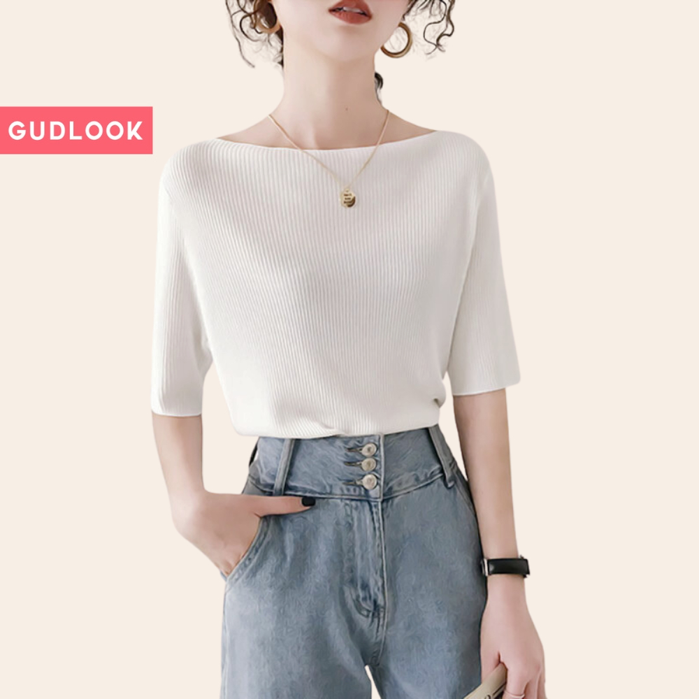 Áo Cộc Nữ Trễ Vai GUDLOOK Thun Tăm Mềm Mại Co Giãn Gam Màu Trẻ Trung