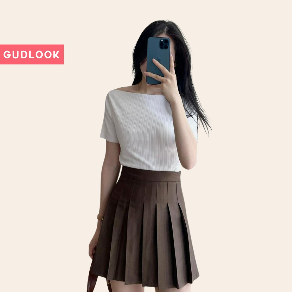 Áo Cộc Nữ Trễ Vai GUDLOOK Thun Tăm Mềm Mại Co Giãn Gam Màu Trẻ Trung