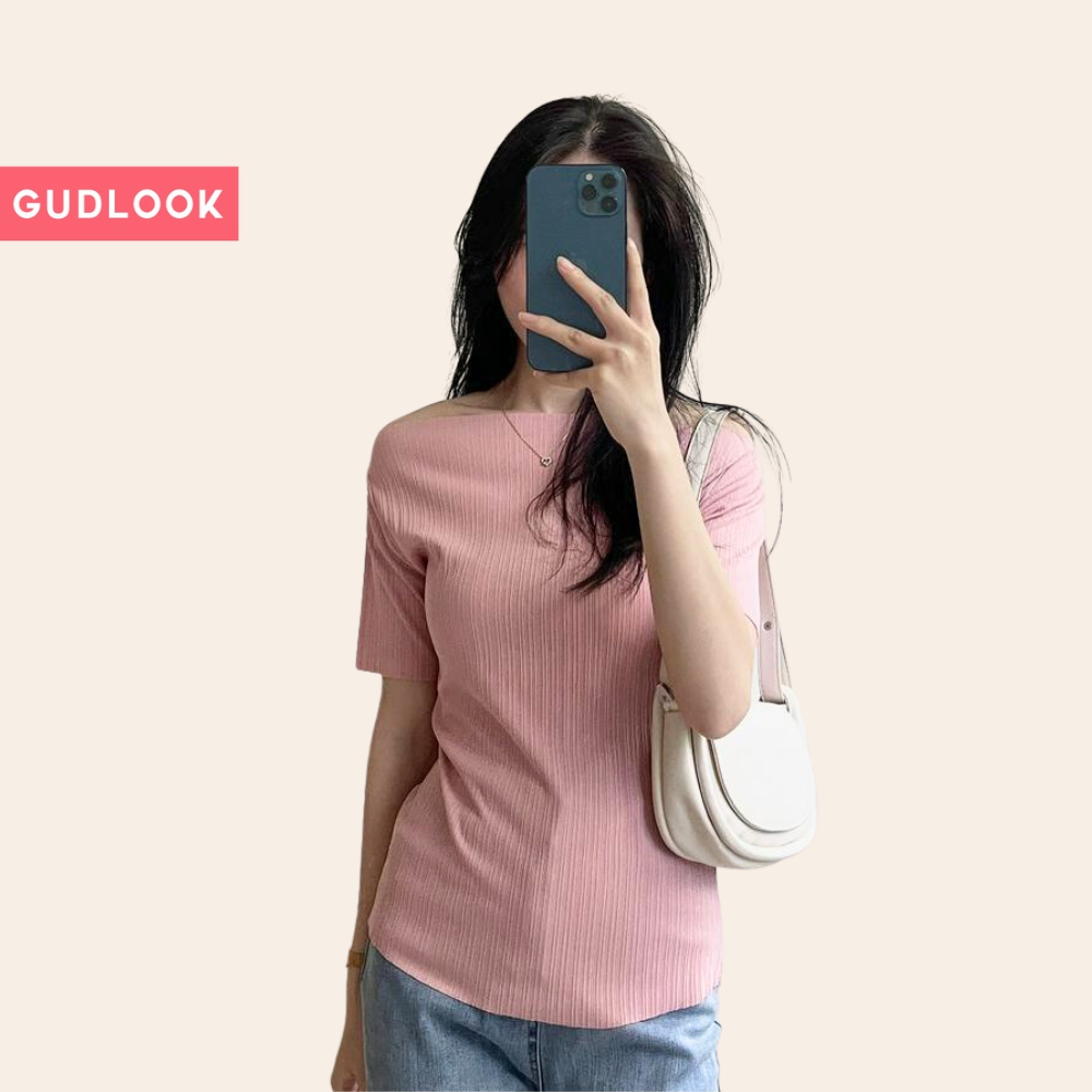 Áo Cộc Nữ Trễ Vai GUDLOOK Thun Tăm Mềm Mại Co Giãn Gam Màu Trẻ Trung