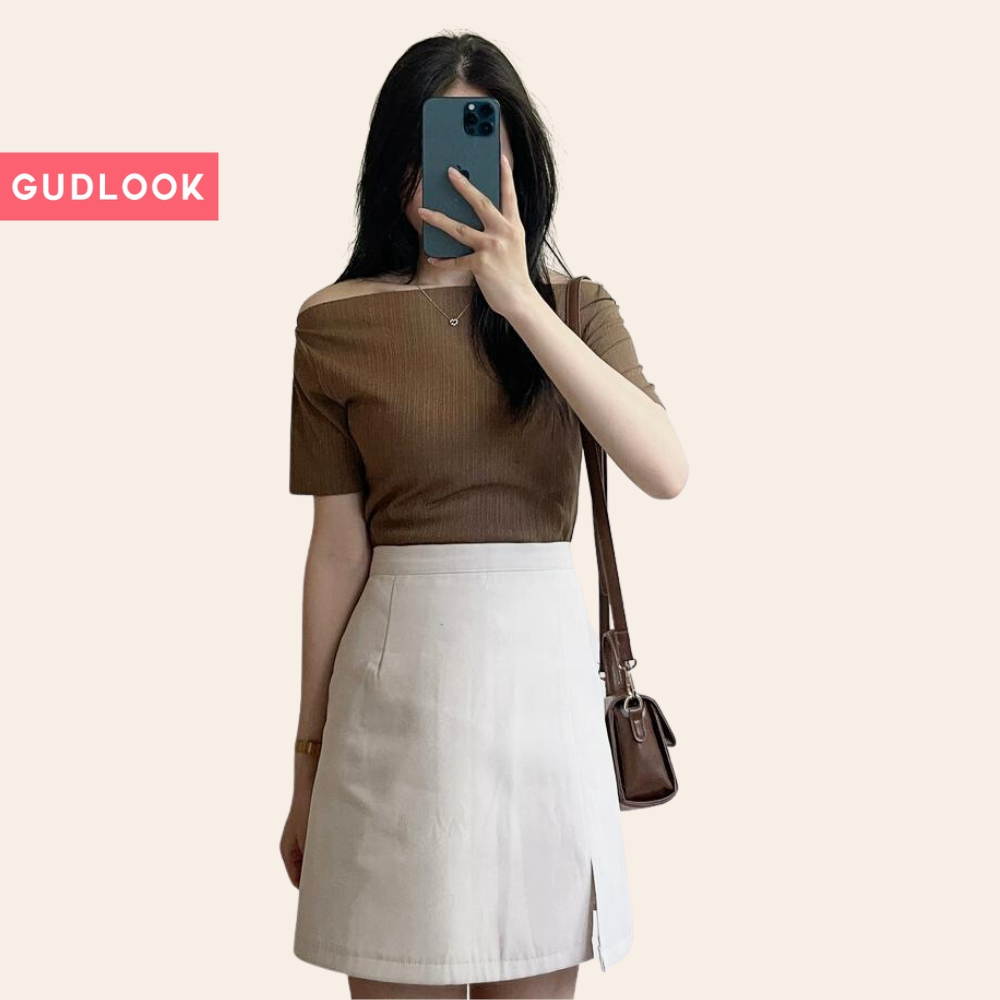 Áo Cộc Nữ Trễ Vai GUDLOOK Thun Tăm Mềm Mại Co Giãn Gam Màu Trẻ Trung