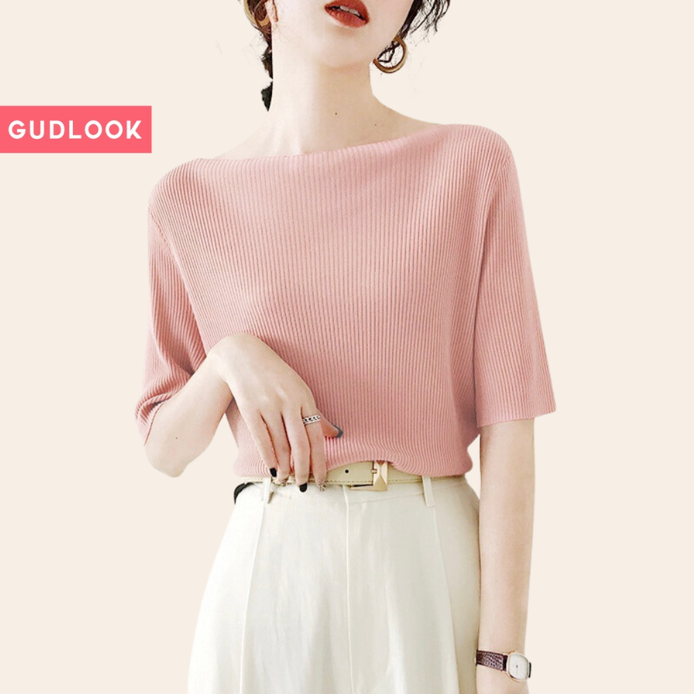 Áo Cộc Nữ Trễ Vai GUDLOOK Thun Tăm Mềm Mại Co Giãn Gam Màu Trẻ Trung