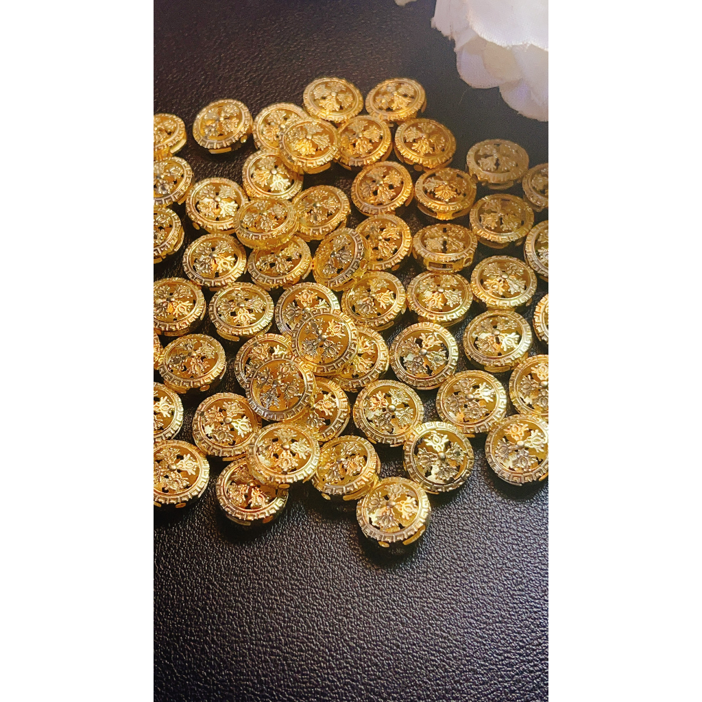 Charm Bánh xe Pháp luân bạc mạ vàng Minh Tâm Jewelry