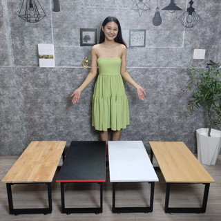 Bàn làm việc, bàn học chân sắt gấp bệt U (R60xD120xC35cm) mặt gỗ MDF đen siêu sang