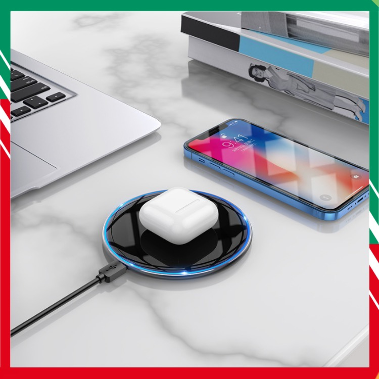 🚀 Đế Sạc Nhanh ko dây🚀  W6 18W Sạc Nhanh,Tích Hợp Đèn Led Tự Ngắt.Sạc Cho Điện Thoại Và Tai Nghe