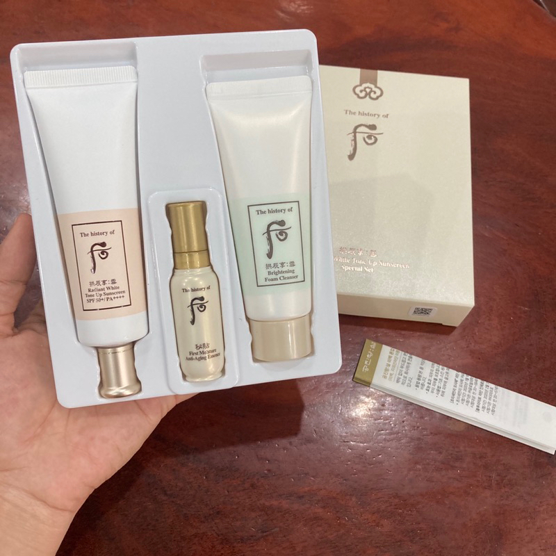 Set Kem Chống Nắng Dưỡng Trắng Whoo Seol Radiant White Tone Up Sunscreen SPF50+/PA++++ 50ML