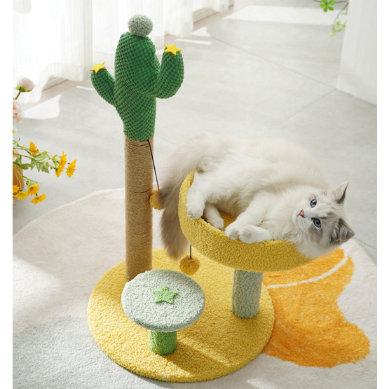 CATTREE - Cây cào móng kết hợp ổ nằm cho mèo phụ kiện thú cưng hình cây xương rồng dễ thương
