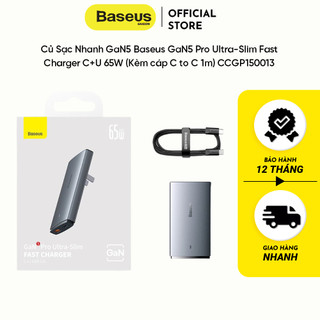 Củ sạc nhanh gan5 baseus gan5 pro ultra-slim fast charger c+u 65w ccgp150013