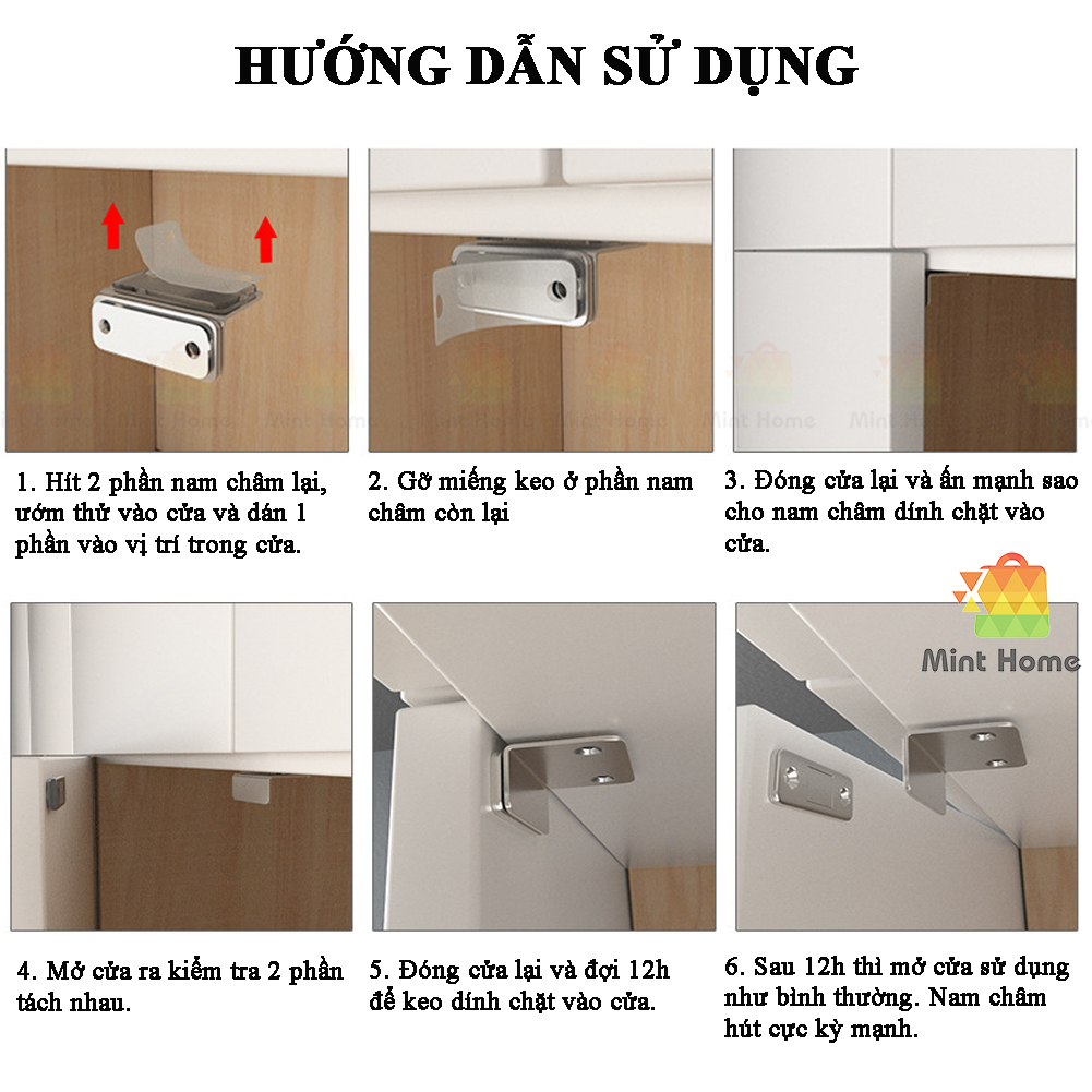 Bộ nam châm hít cửa siêu mạnh tự động hút giữ cửa, chặn cửa chống va đập