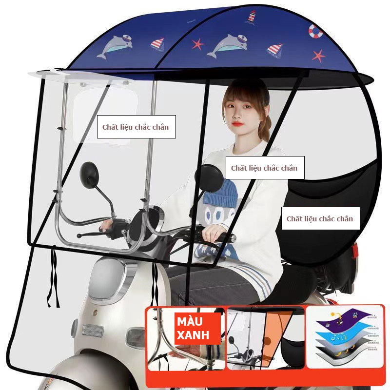 Dù đi mưa kín xe - sản phẩm che nắng mưa xe máy khung chắc chắn