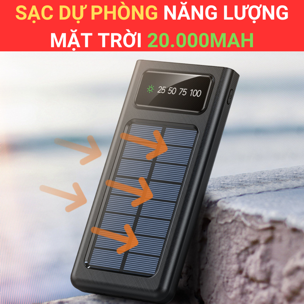 Sạc dự phòng, sạc dự phòng năng lượng mặt trời 20.000mah