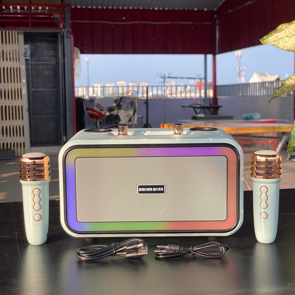 Loa Karaoke Bluetooth BOOMS BASS M3201+ Tặng kèm 2 Micro Không Dây Hát Karaoke, Thiết Kế Cực Đẹp. Bảo Hành 12 Tháng