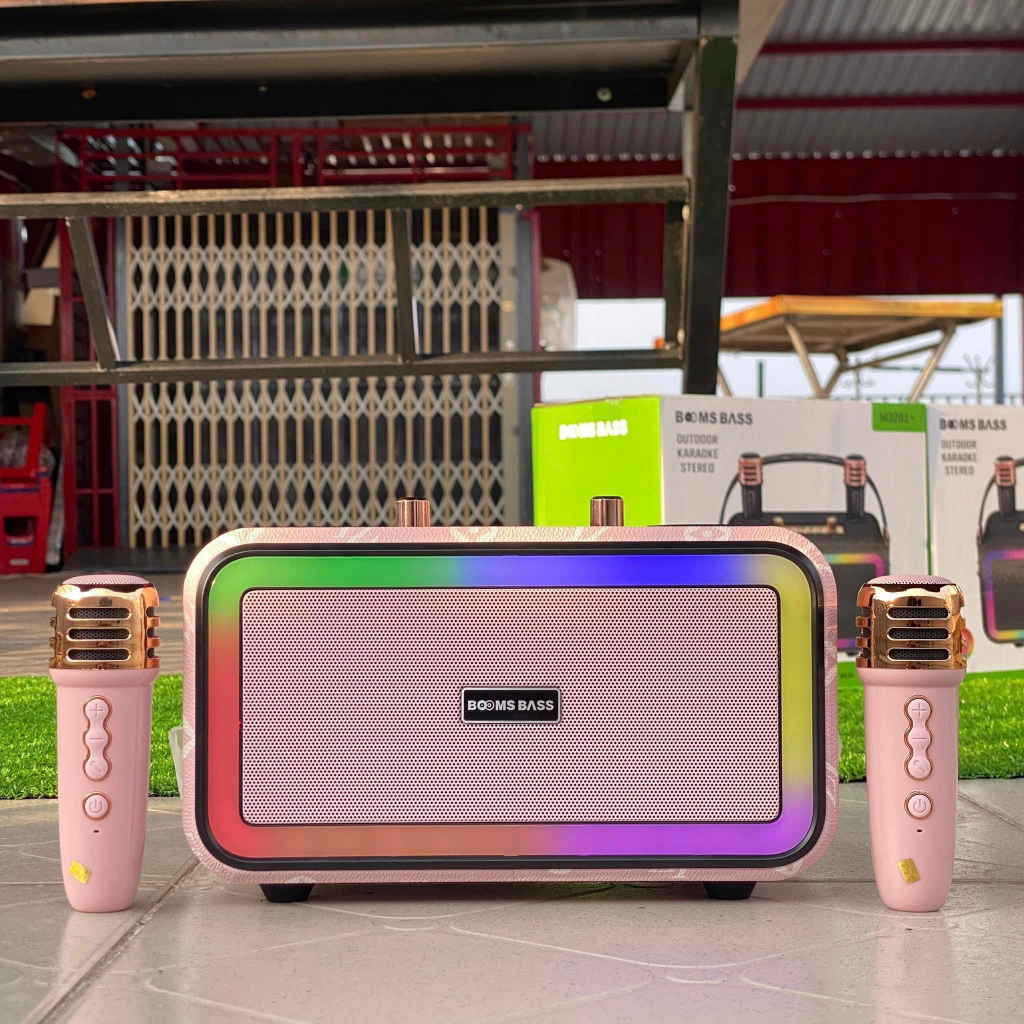 Loa Karaoke Bluetooth BOOMS BASS M3201+ Tặng kèm 2 Micro Không Dây Hát Karaoke, Thiết Kế Cực Đẹp. Bảo Hành 12 Tháng