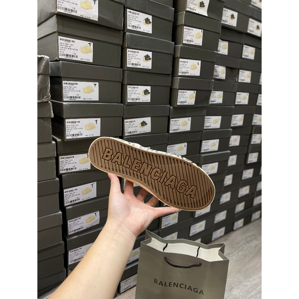 Giày thế thao BALENCIAGA canvas họa tiết chữ đế cao cấp