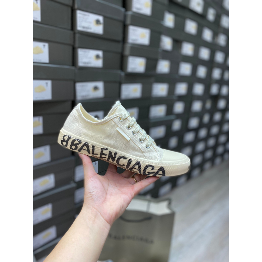 Giày thế thao BALENCIAGA canvas họa tiết chữ đế cao cấp