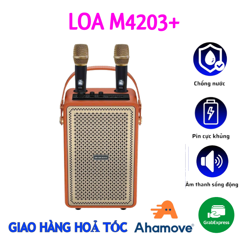 Loa Bluetooth karaoke M4203+ Output 100W Bass Mạnh Treble Rời Âm Thanh Đỉnh Cao, Thiết Kế Cực Đẹp. Bảo Hành 12 Tháng