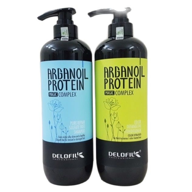 Cặp dầu gội xả Delofil Arganoil Protein 800ml *2 Dưỡng ẩm, Giảm Gãy Rụng, Phục Hồi Tóc Hư Tổn, Khô Xơ